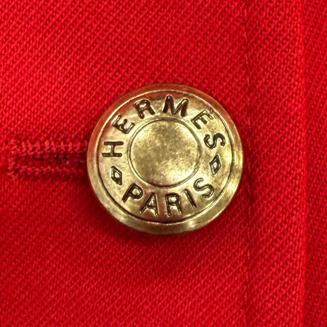 Great HERMES tailored jacket Serie Button Riding Jacket Red wool Women 42