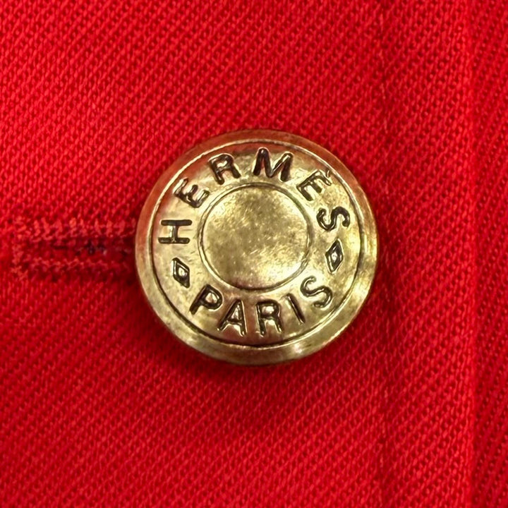 Great HERMES tailored jacket Serie Button Riding Jacket Red wool Women 42