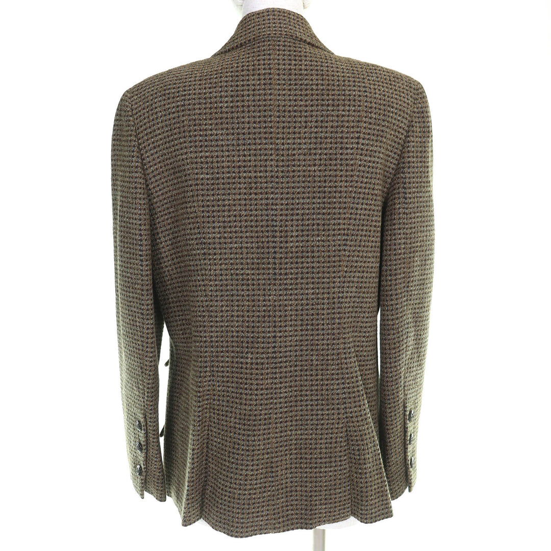 Excellent CHANEL Jacket COCO Mark Button Tweed Double Khaki wool 44 97A P09585