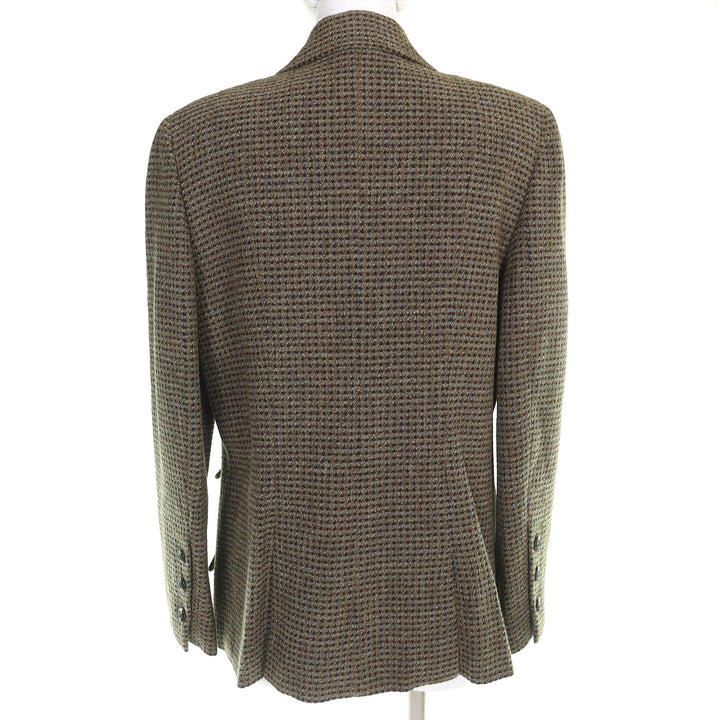 Excellent CHANEL Jacket COCO Mark Button Tweed Double Khaki wool 44 97A P09585