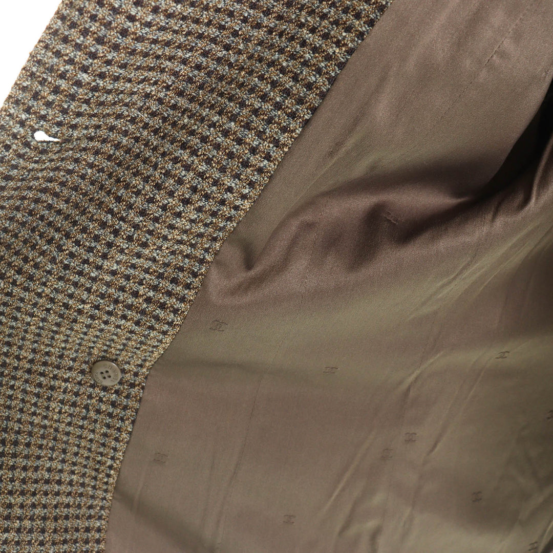 Excellent CHANEL Jacket COCO Mark Button Tweed Double Khaki wool 44 97A P09585