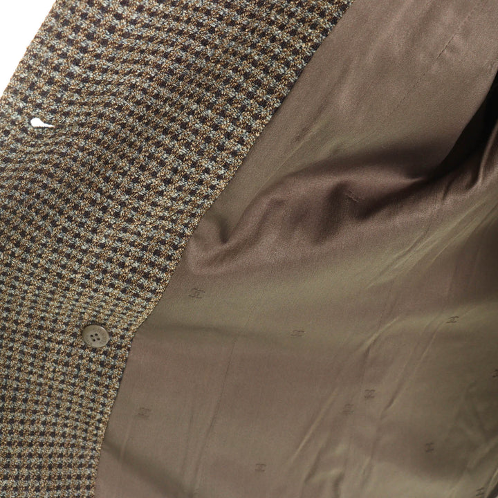 Excellent CHANEL Jacket COCO Mark Button Tweed Double Khaki wool 44 97A P09585