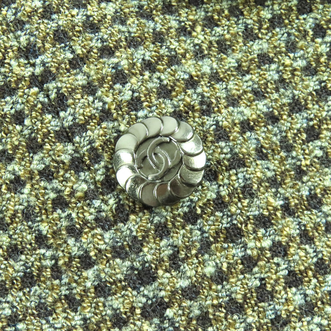 Excellent CHANEL Jacket COCO Mark Button Tweed Double Khaki wool 44 97A P09585
