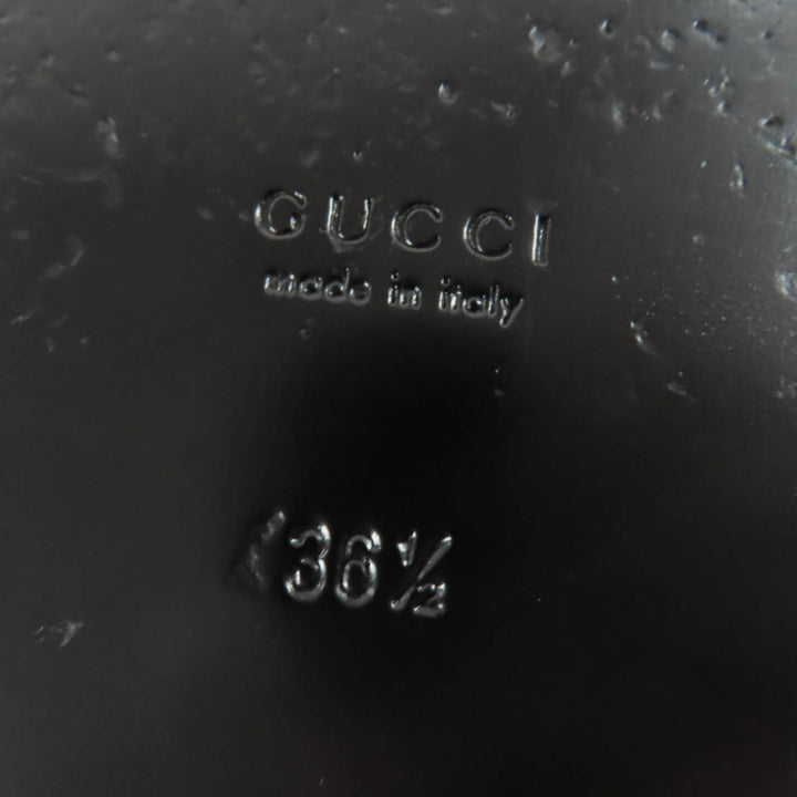 Great GUCCI Sandals Interlocking G black leather Women 36.5 695207