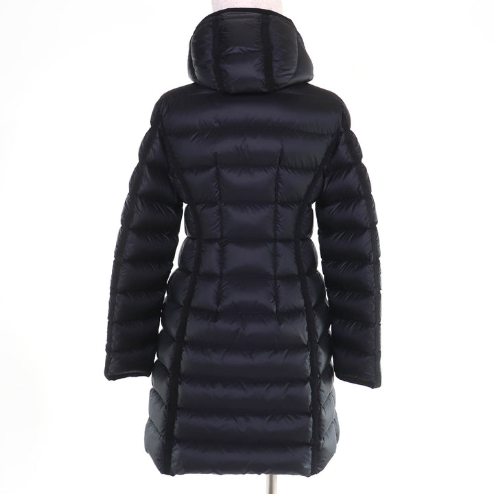 Excellent MONCLER down coat HERMINE Logo patch and hood black Nylon Women 0