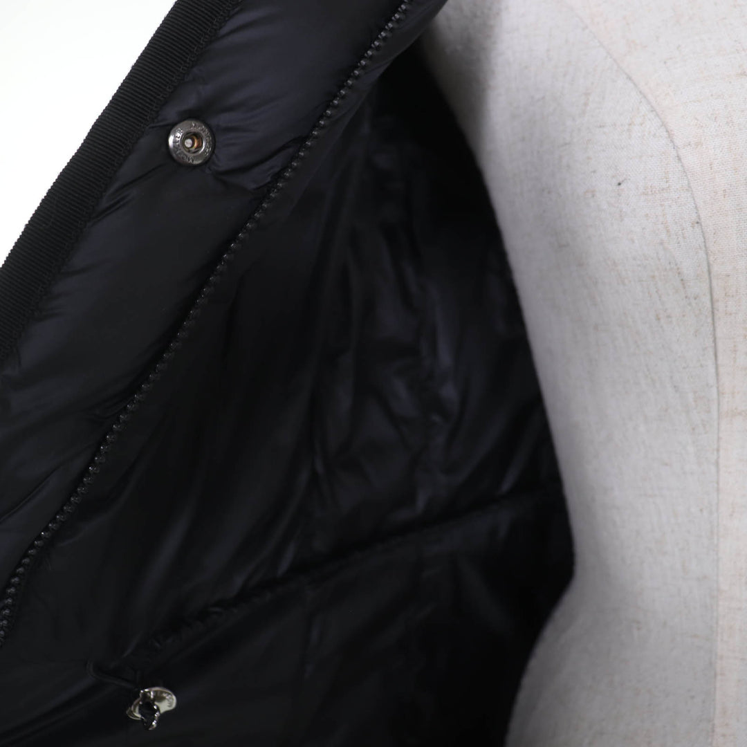Excellent MONCLER down coat HERMINE Logo patch and hood black Nylon Women 0