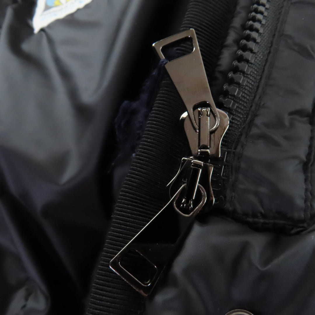 Excellent MONCLER down coat HERMINE Logo patch and hood black Nylon Women 0