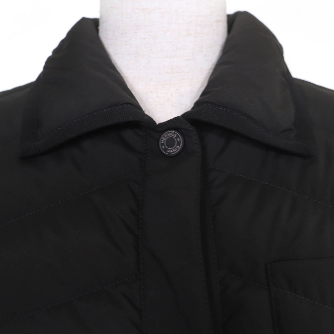 Excellent HERMES Down jacket Serie button black polyester Women 40 4H0168DR