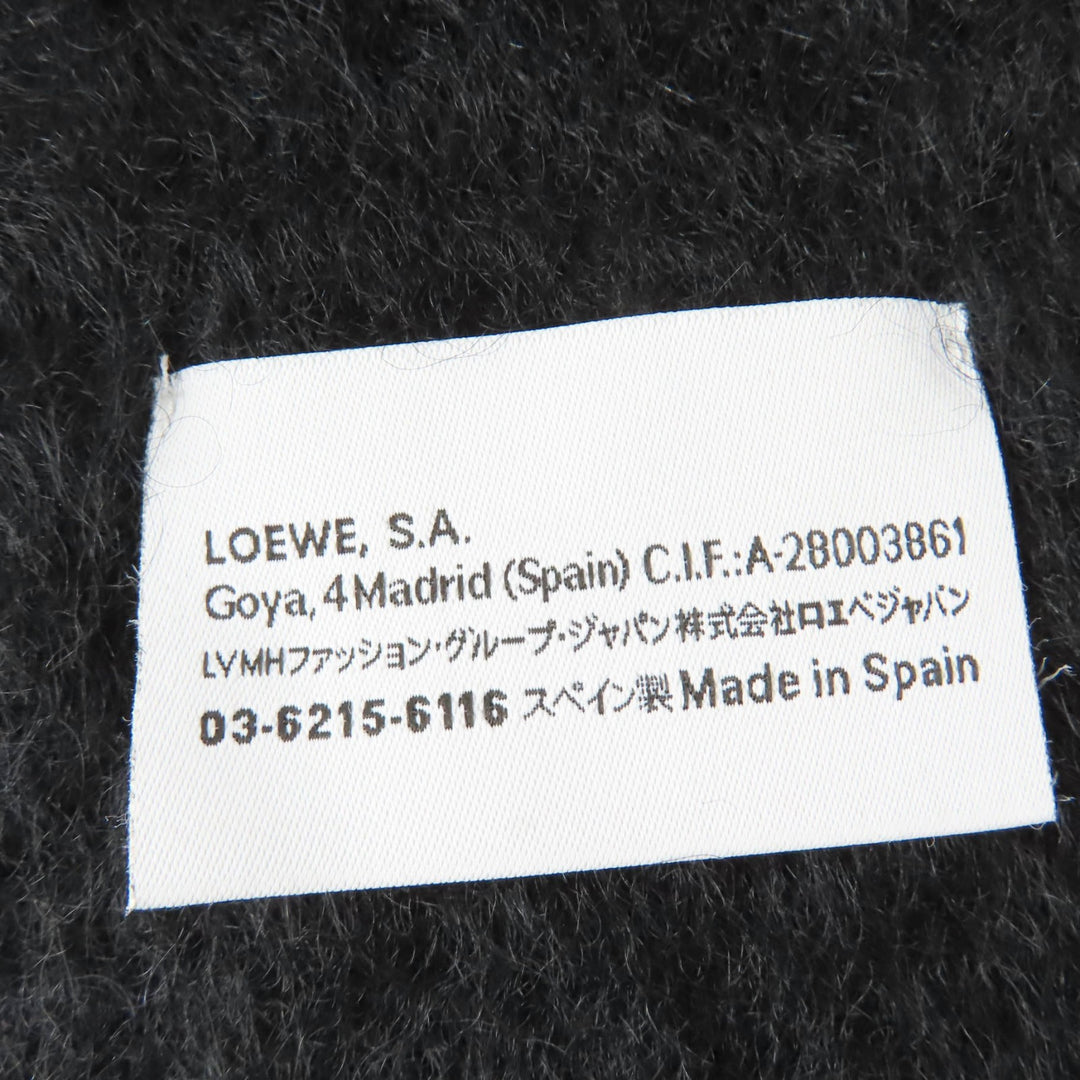 Great LOEWE Scarf Anagram leather patch with fringe black mohair Women