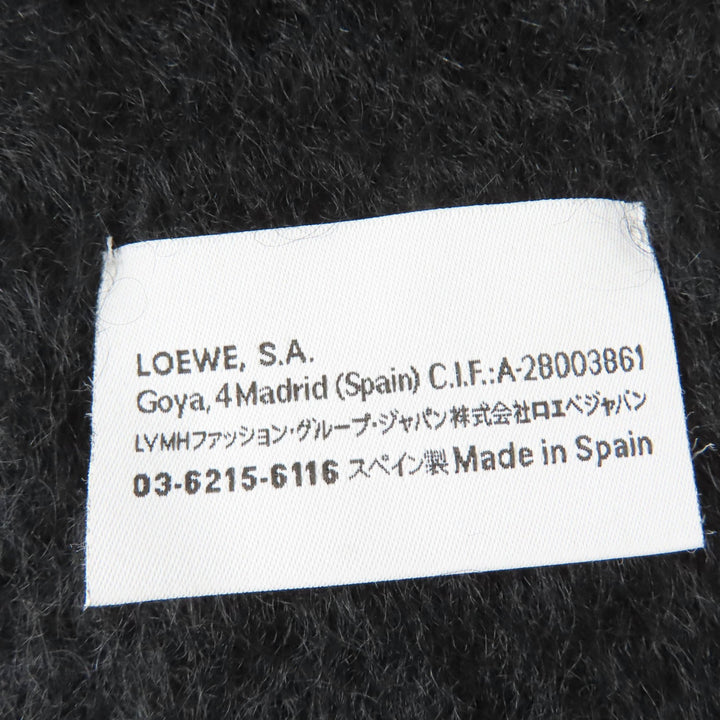 Great LOEWE Scarf Anagram leather patch with fringe black mohair Women
