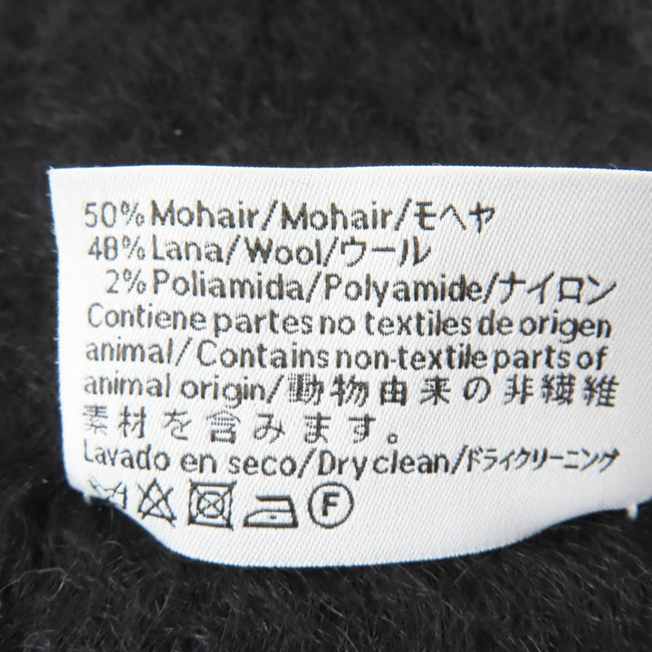 Great LOEWE Scarf Anagram leather patch with fringe black mohair Women