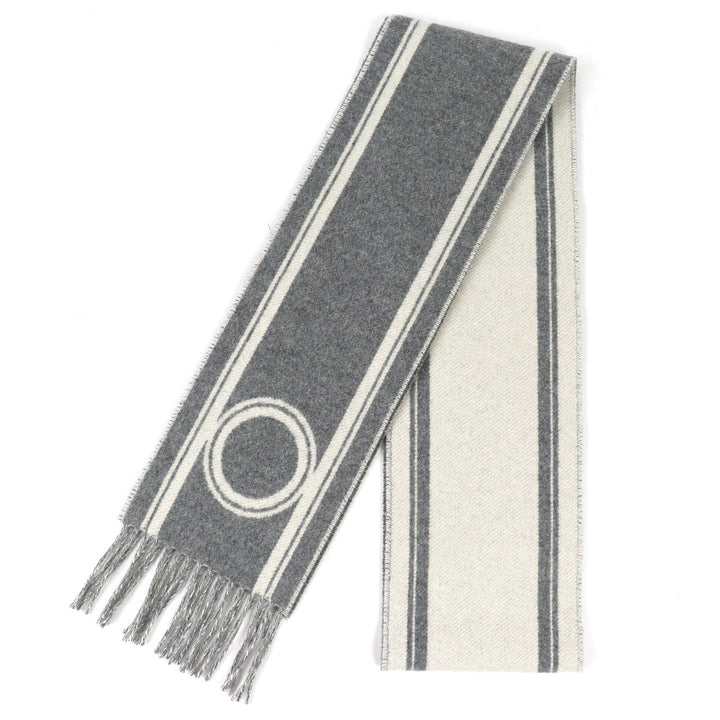 Pristine HERMES Scarf Bande de Repo Two-tone fringe long dress gray cashmere