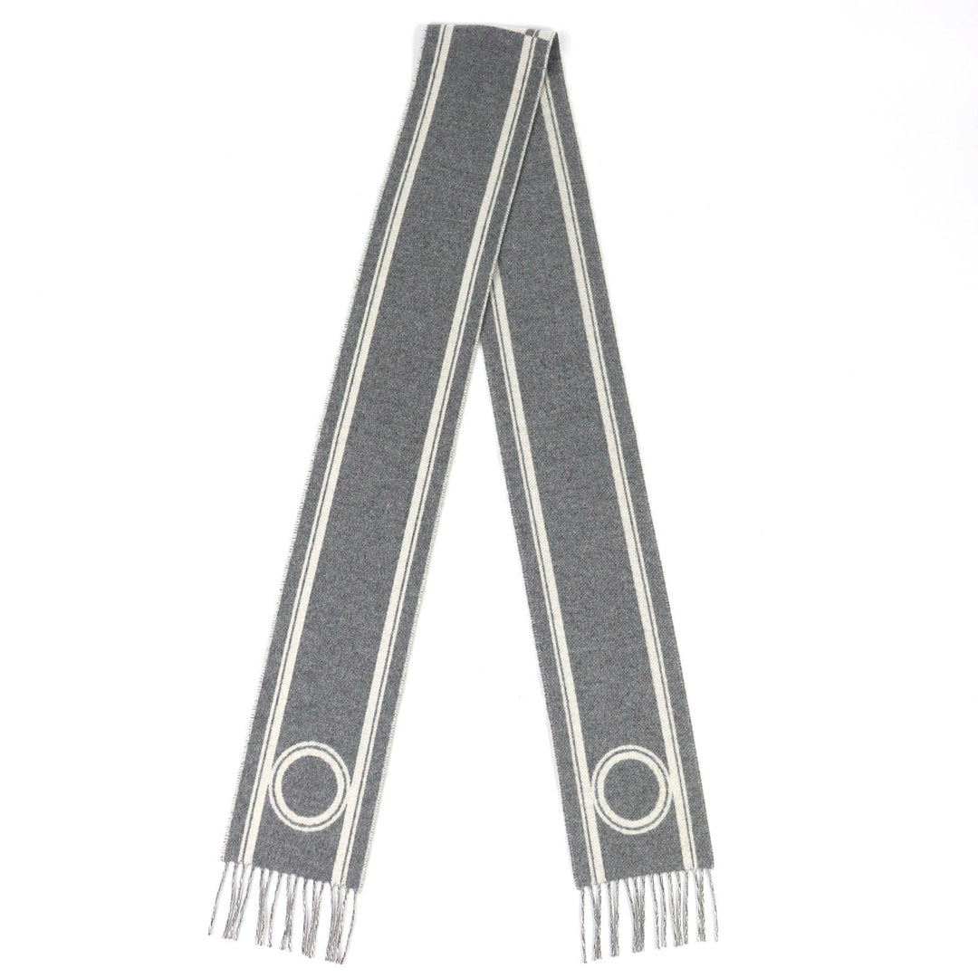 Pristine HERMES Scarf Bande de Repo Two-tone fringe long dress gray cashmere
