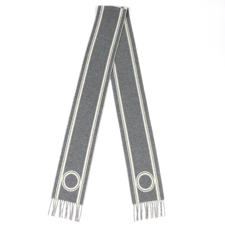 Pristine HERMES Scarf Bande de Repo Two-tone fringe long dress gray cashmere