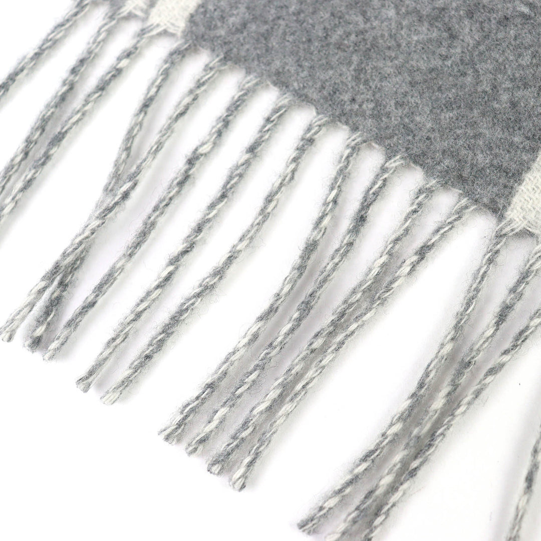 Pristine HERMES Scarf Bande de Repo Two-tone fringe long dress gray cashmere