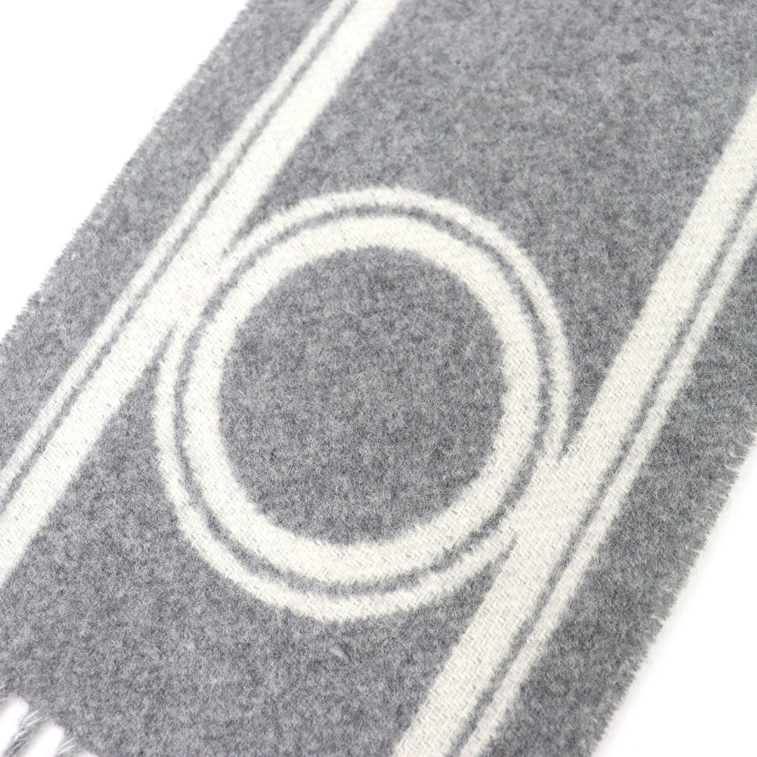 Pristine HERMES Scarf Bande de Repo Two-tone fringe long dress gray cashmere
