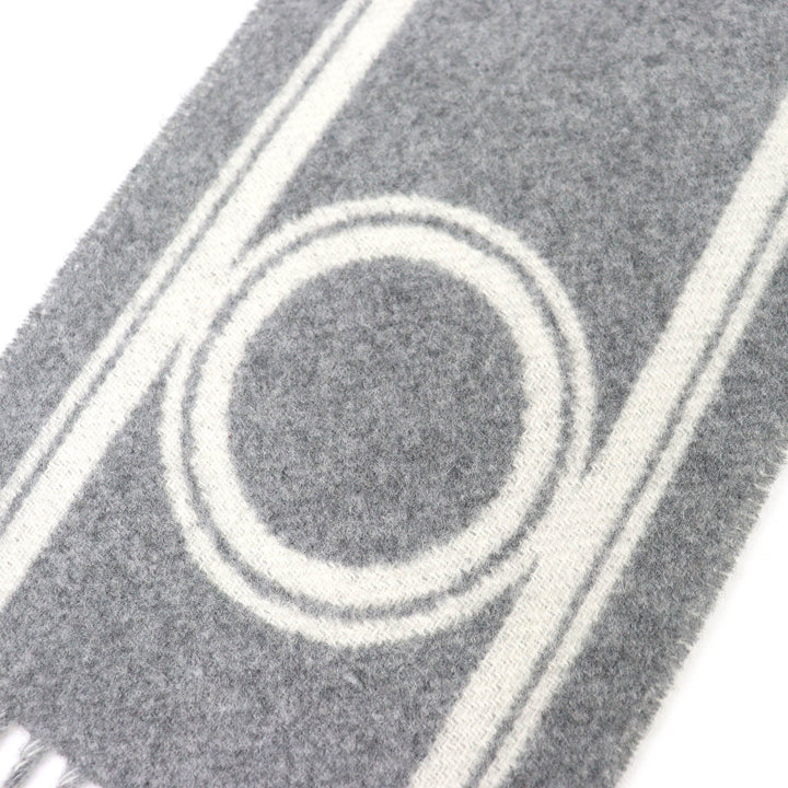 Pristine HERMES Scarf Bande de Repo Two-tone fringe long dress gray cashmere
