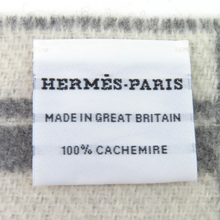 Pristine HERMES Scarf Bande de Repo Two-tone fringe long dress gray cashmere