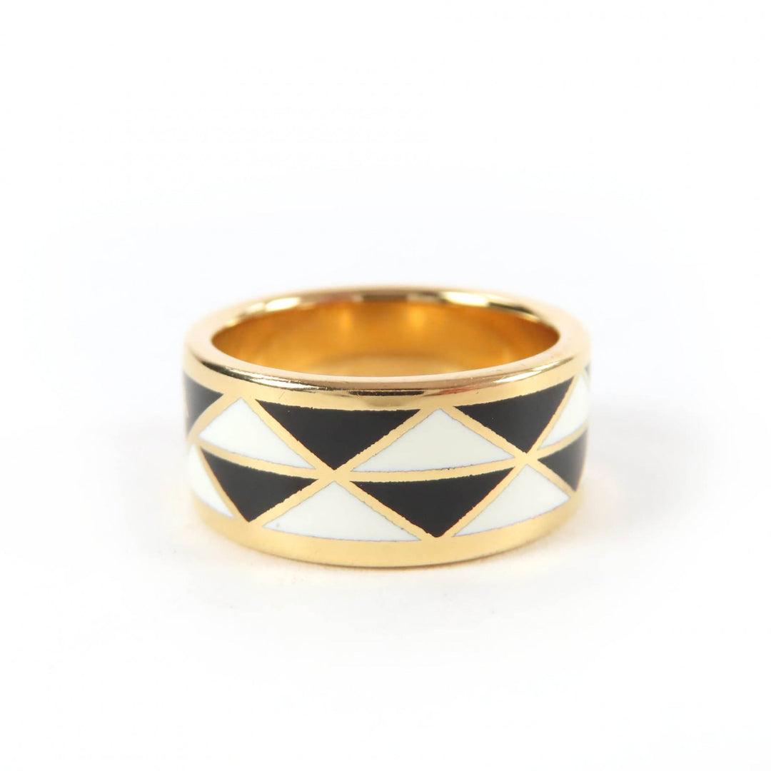 Very Good PRADA Ring triangle logo black Women 1A009