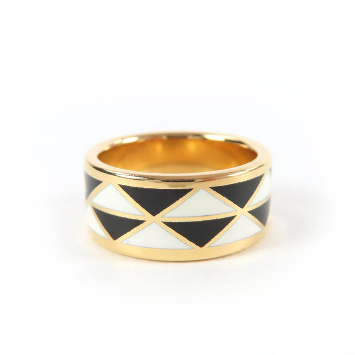 Very Good PRADA Ring triangle logo black Women 1A009