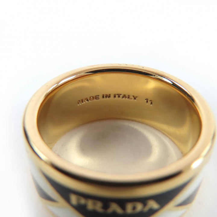 Very Good PRADA Ring triangle logo black Women 1A009