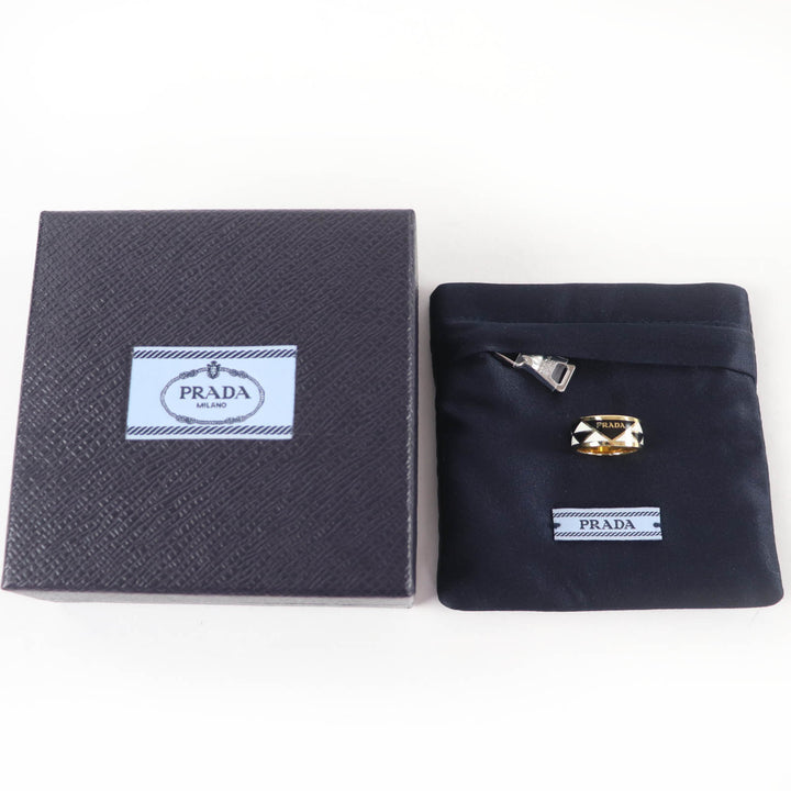 Very Good PRADA Ring triangle logo black Women 1A009