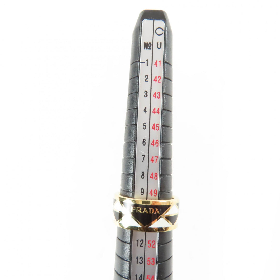 Very Good PRADA Ring triangle logo black Women 1A009