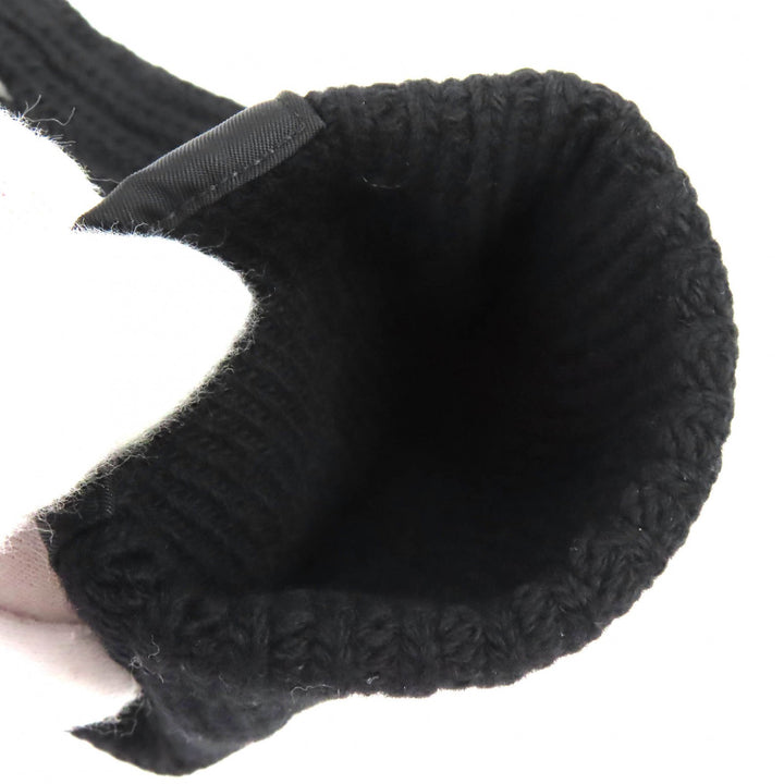 Great PRADA gloves Triangle Rib Knit Gloves with Logo black Virgin wool UMK75