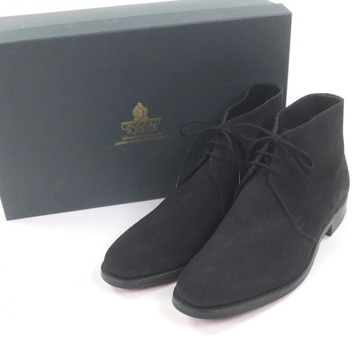 Pristine CROCKETT&JONES Ankle boots CHUKKA black Suede leather mens 5.5