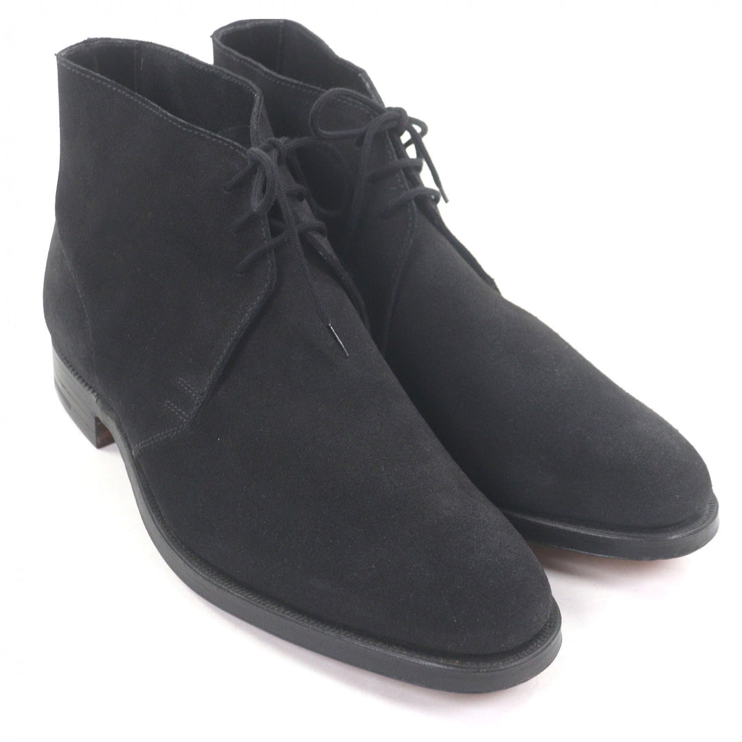 Pristine CROCKETT&JONES Ankle boots CHUKKA black Suede leather mens 5.5