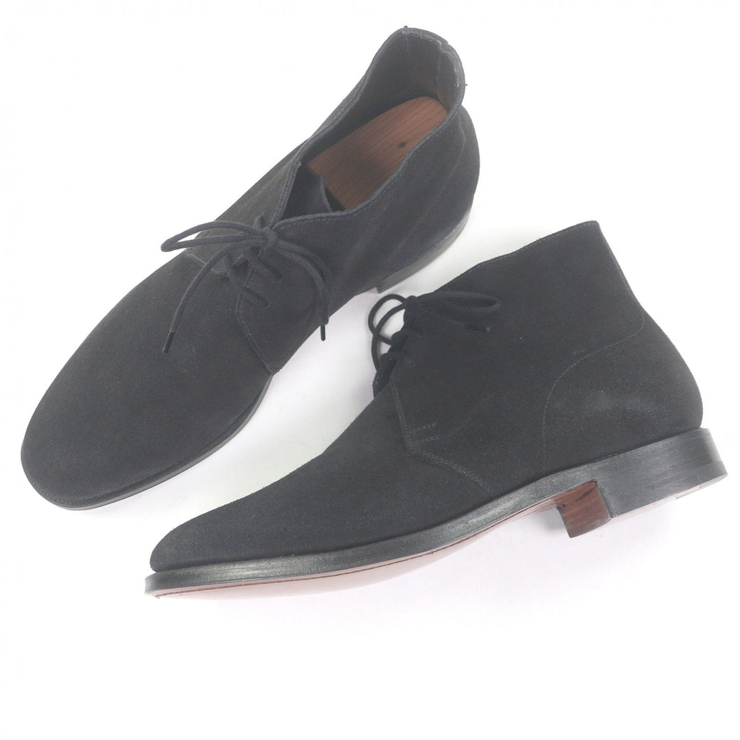 Pristine CROCKETT&JONES Ankle boots CHUKKA black Suede leather mens 5.5
