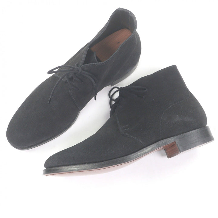 Pristine CROCKETT&JONES Ankle boots CHUKKA black Suede leather mens 5.5