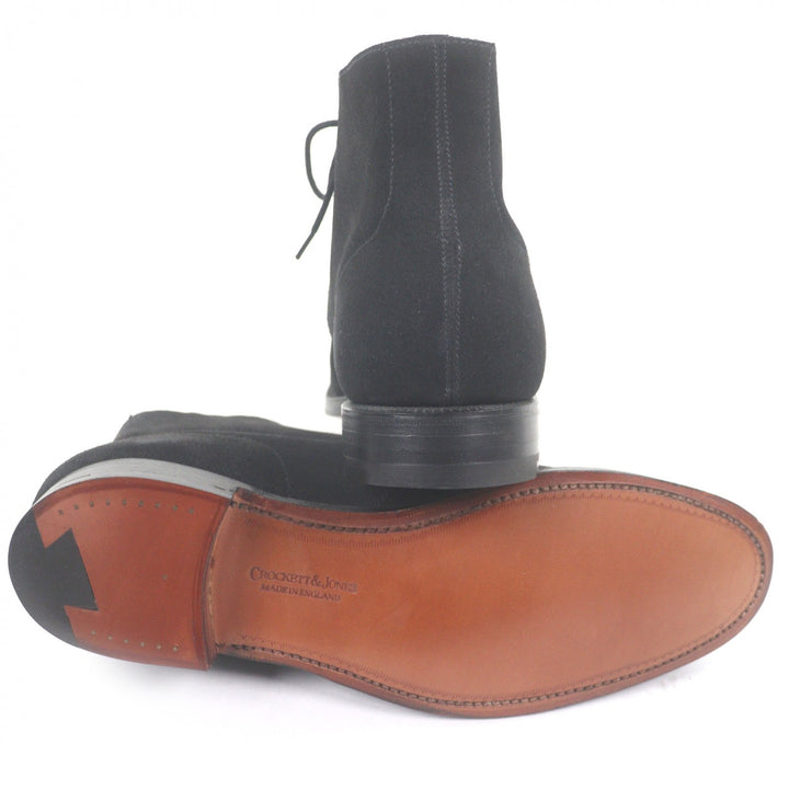 Pristine CROCKETT&JONES Ankle boots CHUKKA black Suede leather mens 5.5