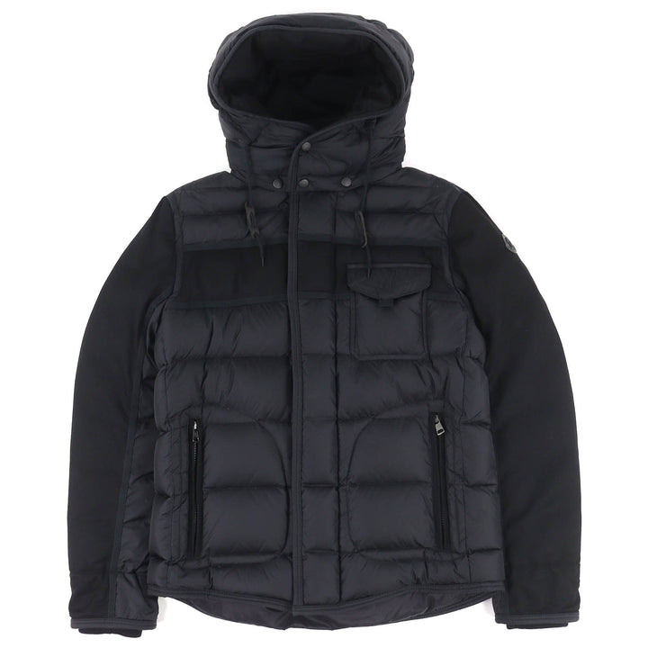Great MONCLER Down jacket RYAN Leather logo patch, wool switching, hoodeｄ 3