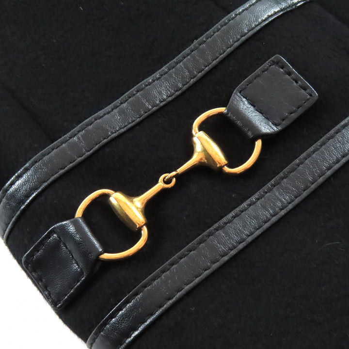 Great GUCCI Chester coat Horsebit Leather Piping Single black wool 42 204897