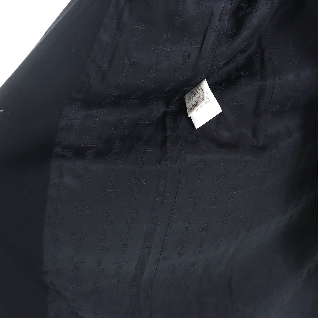 Great GUCCI Chester coat Horsebit Leather Piping Single black wool 42 204897