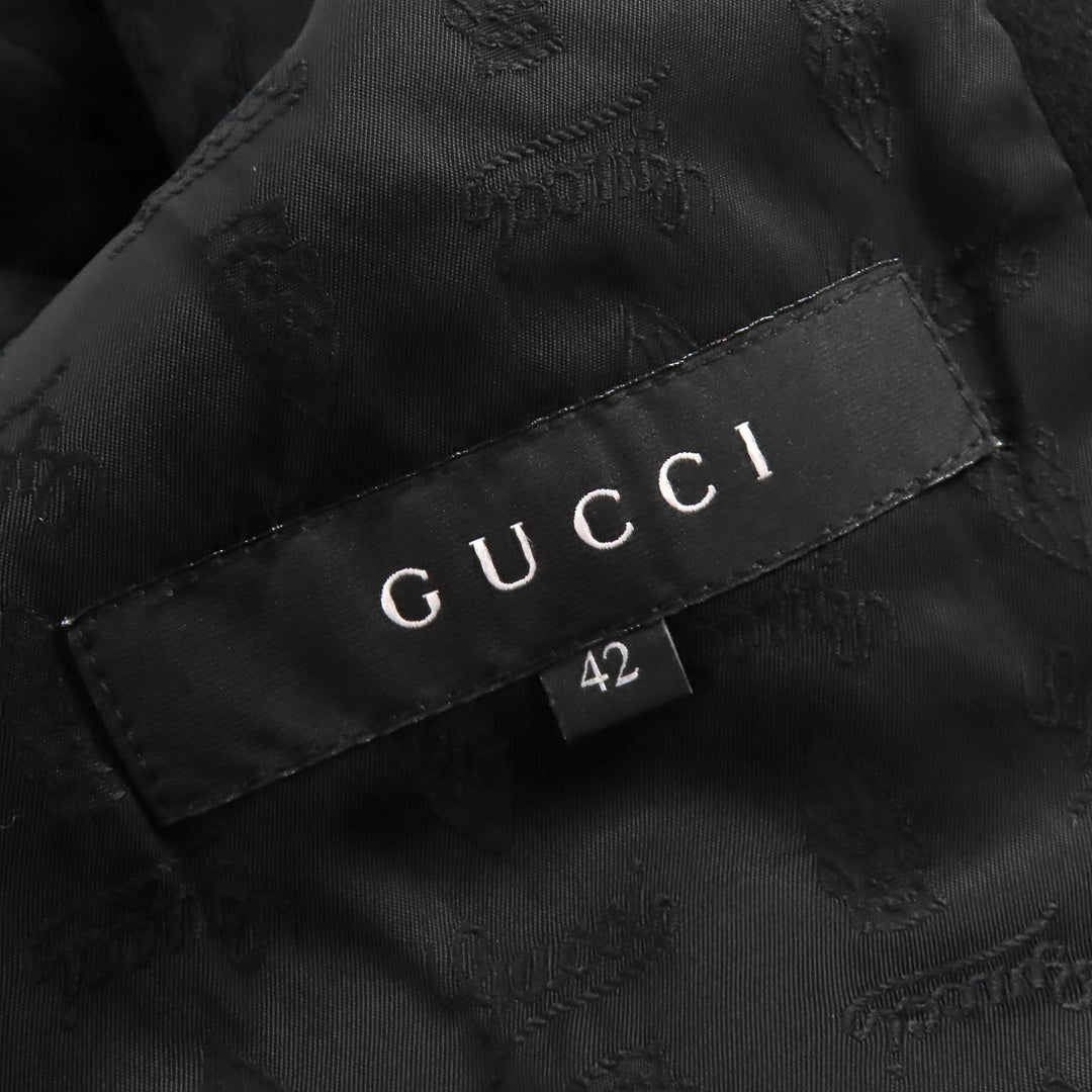 Great GUCCI Chester coat Horsebit Leather Piping Single black wool 42 204897