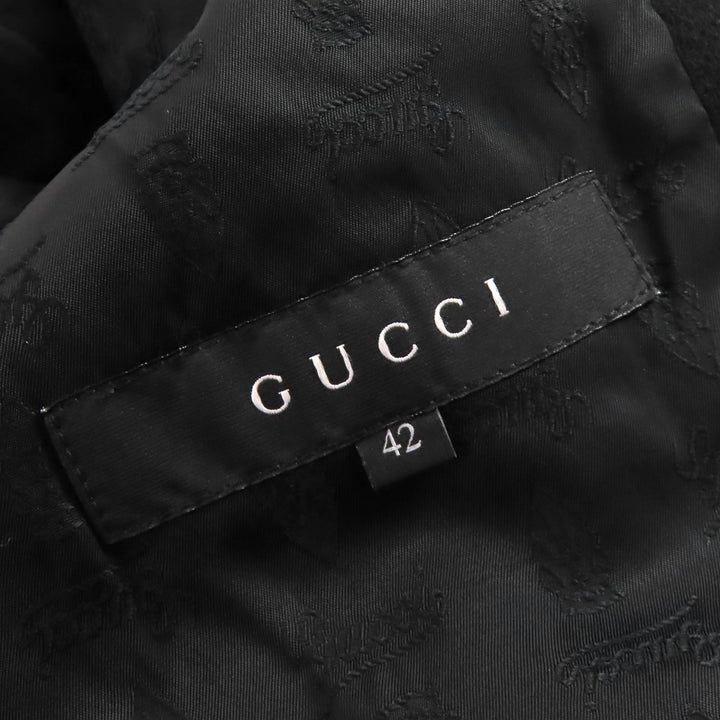 Great GUCCI Chester coat Horsebit Leather Piping Single black wool 42 204897