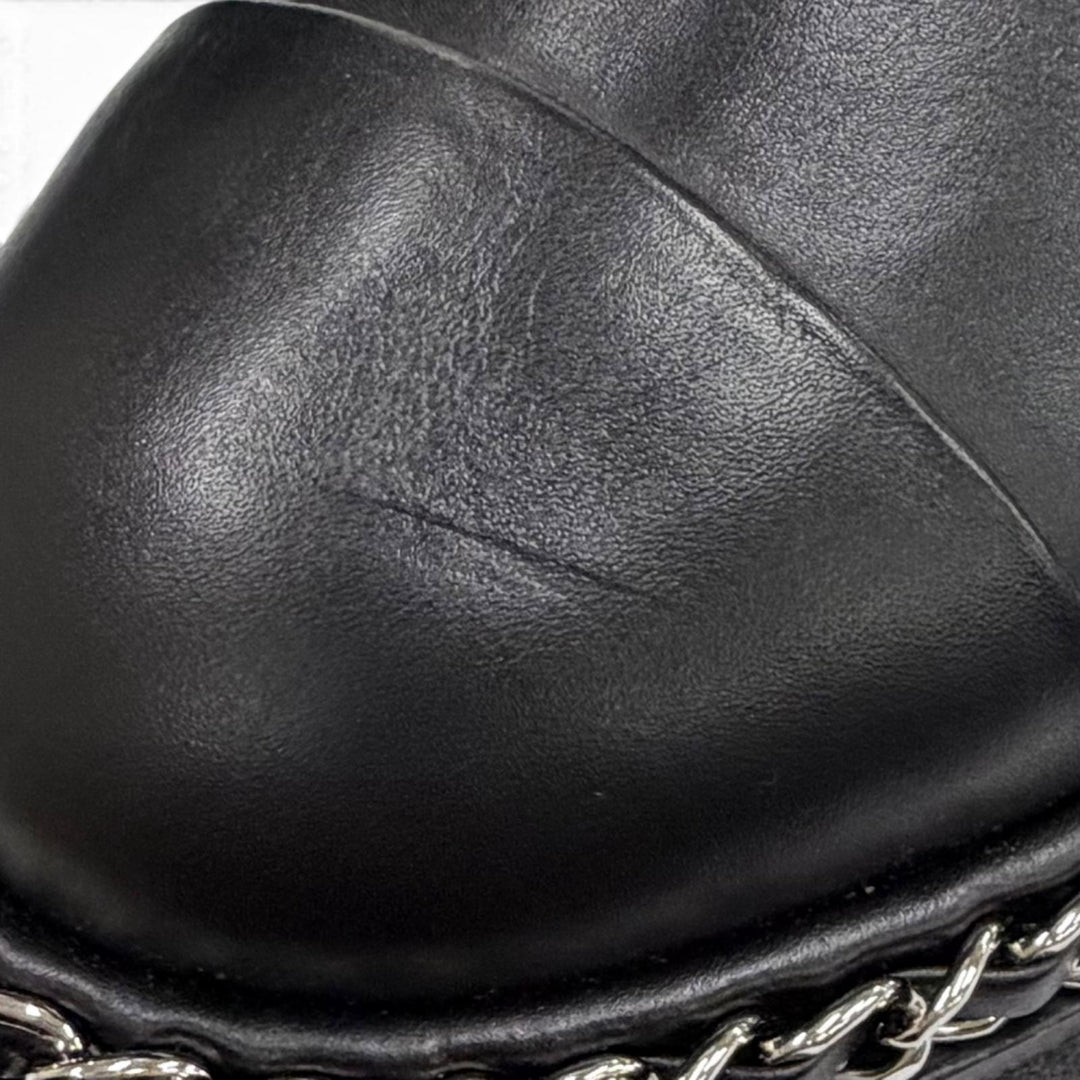 Great CHANEL short boots COCO Mark Chain Decoration Sheepskin Mouton 35 G34113
