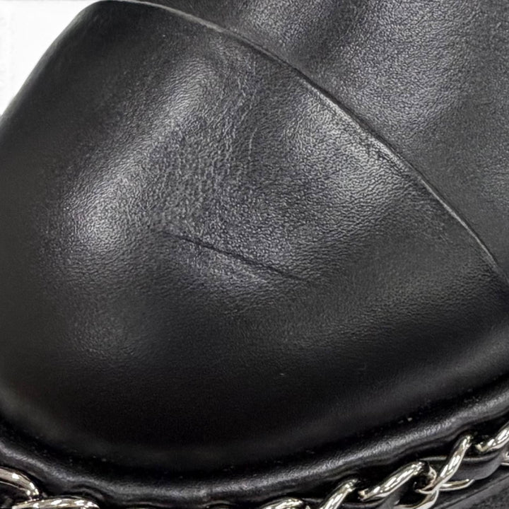 Great CHANEL short boots COCO Mark Chain Decoration Sheepskin Mouton 35 G34113