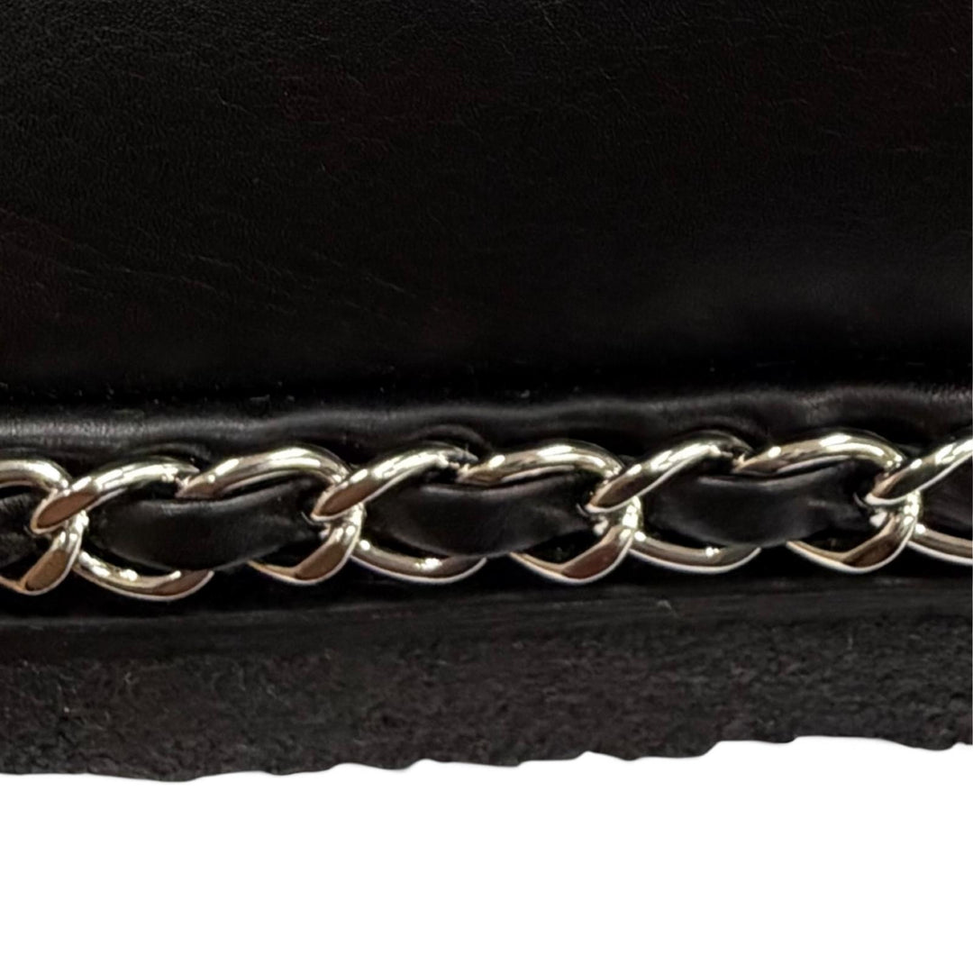 Great CHANEL short boots COCO Mark Chain Decoration Sheepskin Mouton 35 G34113