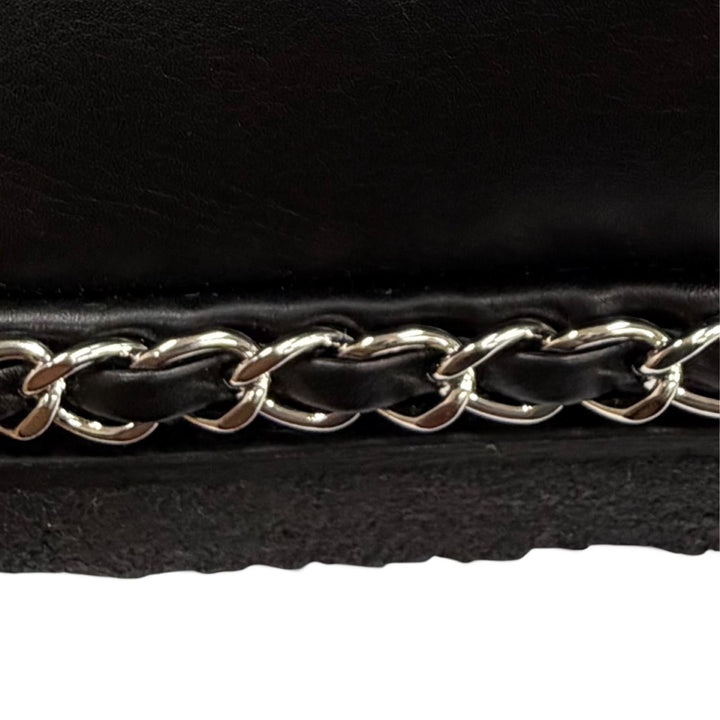 Great CHANEL short boots COCO Mark Chain Decoration Sheepskin Mouton 35 G34113