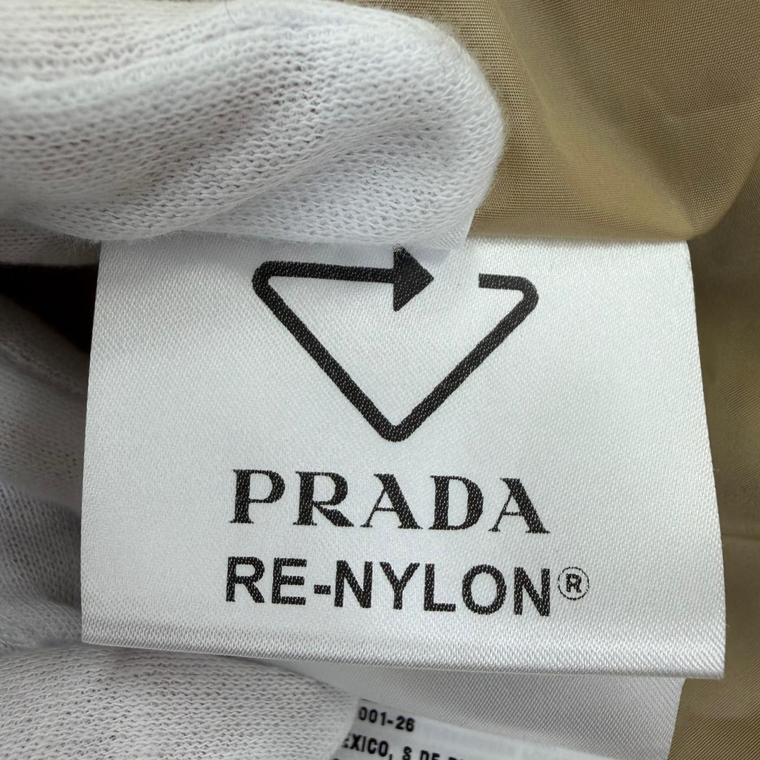 Excellent PRADA coat Re-Nylon Triangle Logo Belted Long Top beige 36 292171