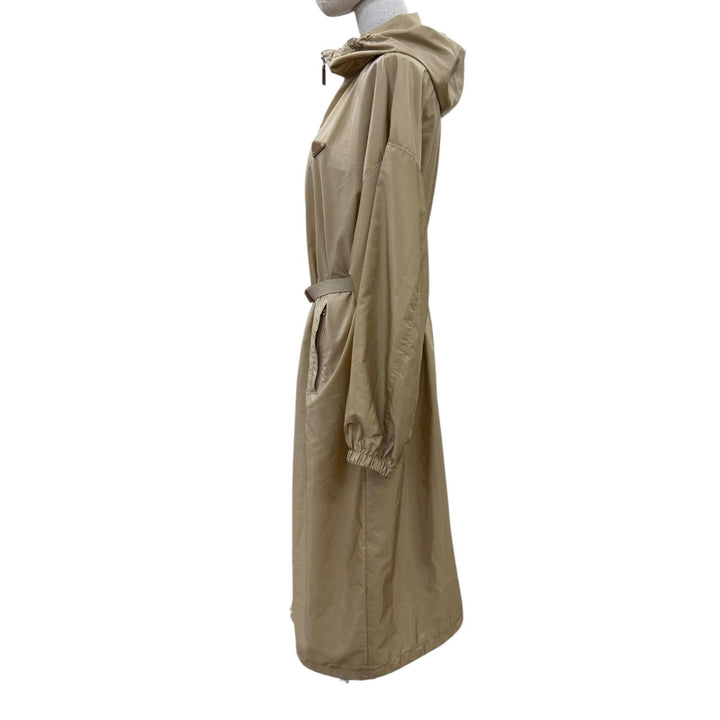 Excellent PRADA coat Re-Nylon Triangle Logo Belted Long Top beige 36 292171