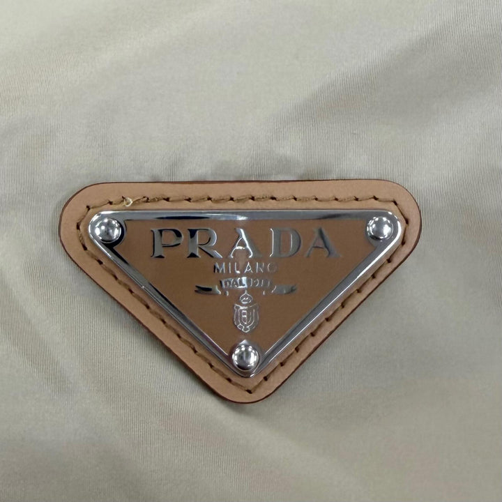Excellent PRADA coat Re-Nylon Triangle Logo Belted Long Top beige 36 292171