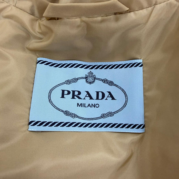 Excellent PRADA coat Re-Nylon Triangle Logo Belted Long Top beige 36 292171