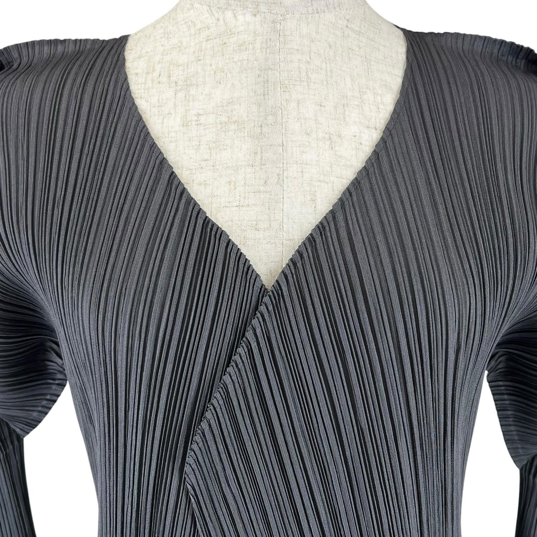 Great PLEATS PLEASE cardigan long gray polyester Women 4 PP05-JA001