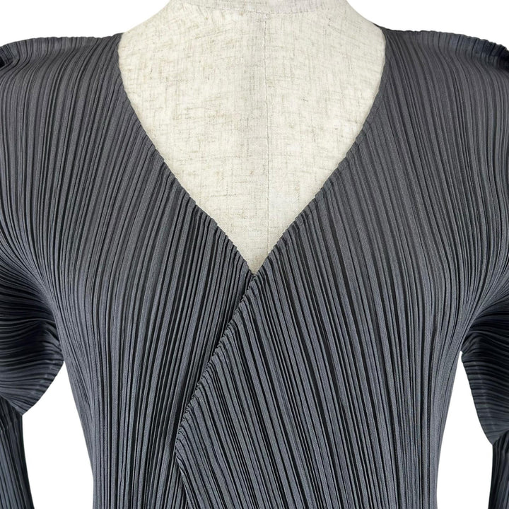 Great PLEATS PLEASE cardigan long gray polyester Women 4 PP05-JA001
