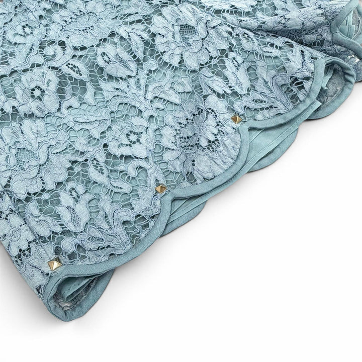 Pristine VALENTINO Shorts Rockstud all-over lace design Lightblue 38 NB2RF0L61EC