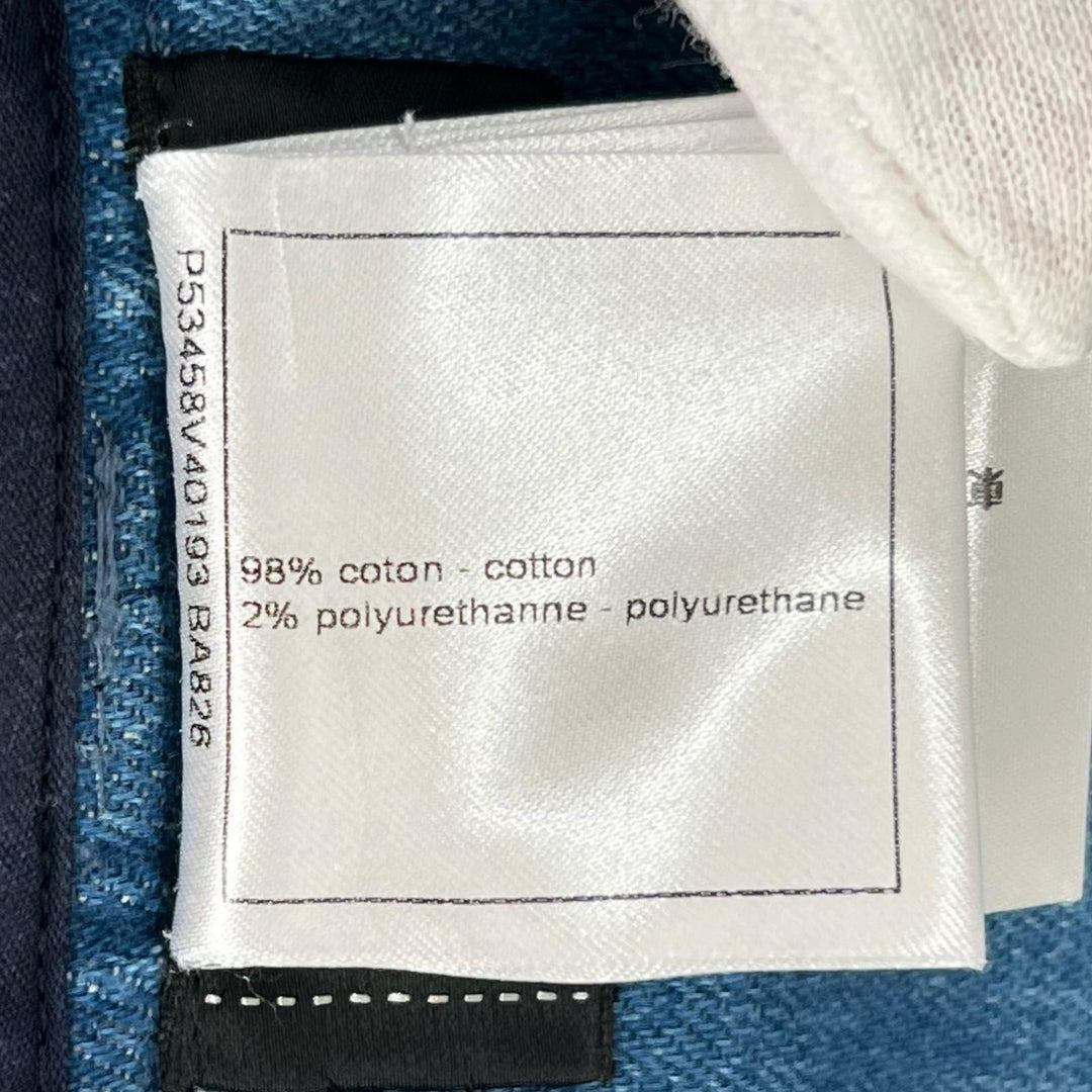 Great CHANEL skirt COCO Mark Button High-Waisted Denim Indigo Women 34 P53458